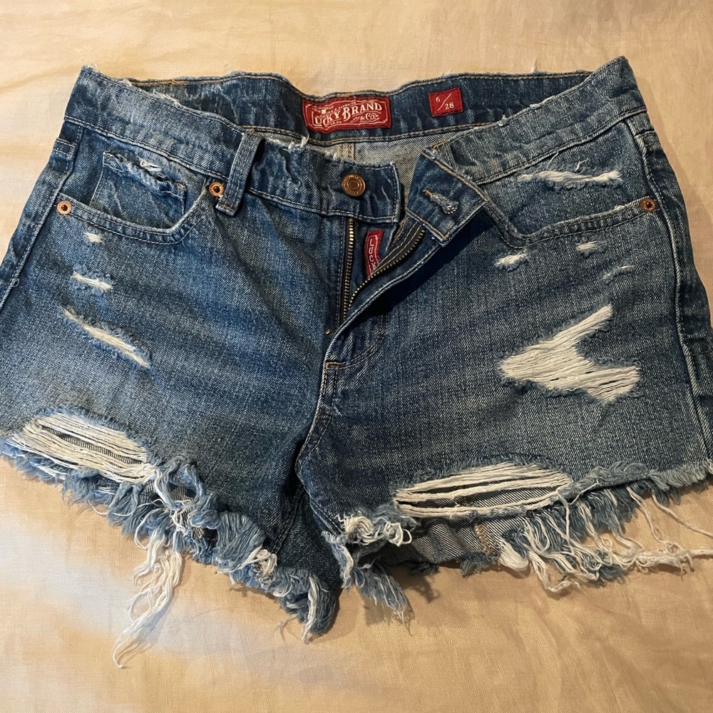 Lucky Brand Blue Distressed Jean Shorts